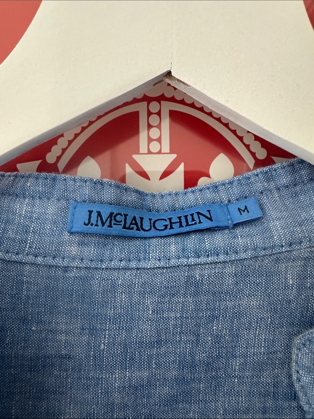 J. McLaughlin Light Blue Linen Popover Blouse - Medium - Picture 2 of 3